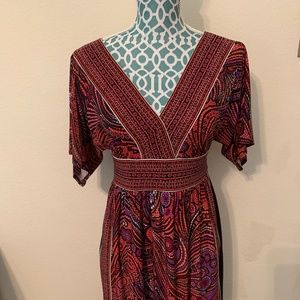 Multicolored V-neck Sexy Dress